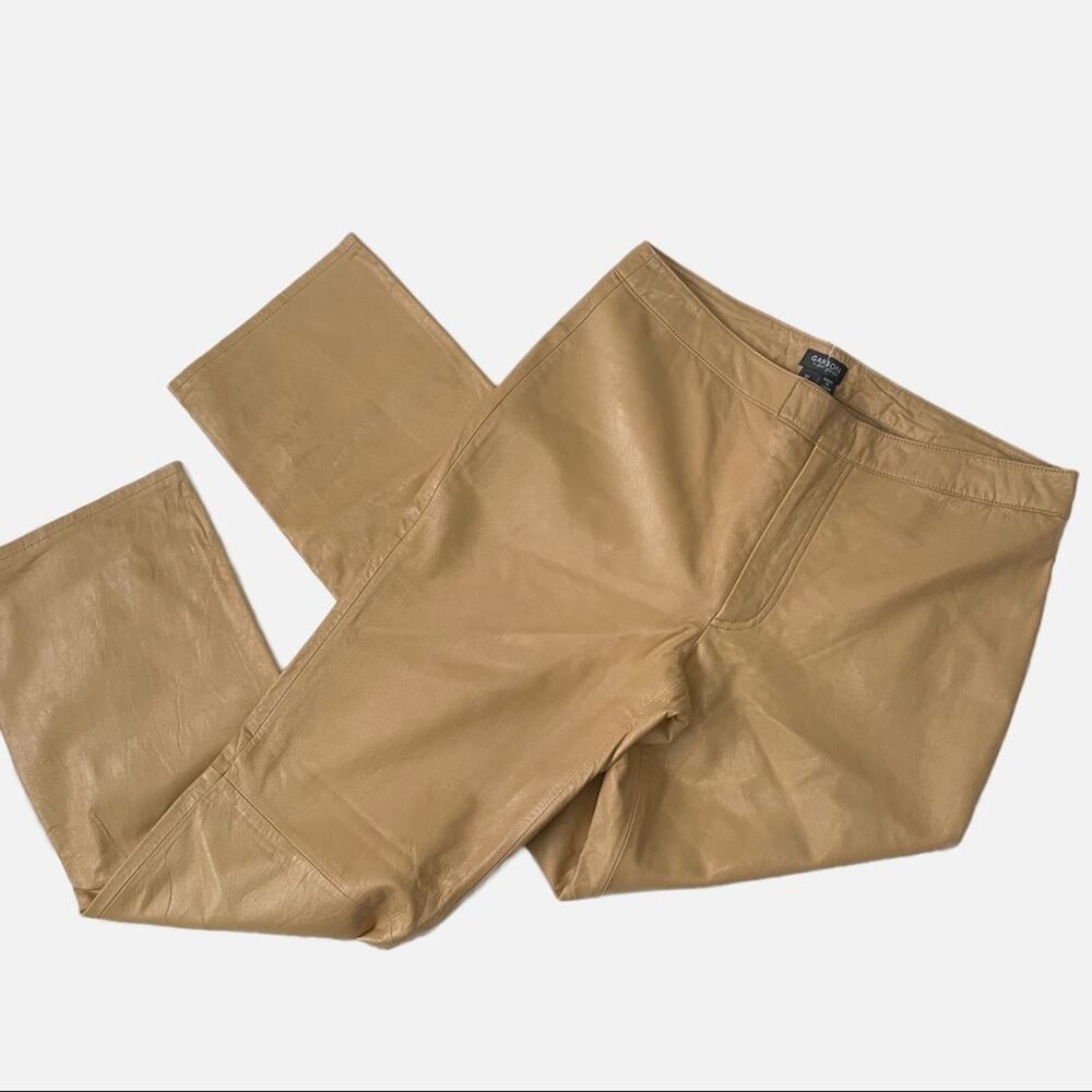 REM Garson tan leather bootcut pants size 12 genuine